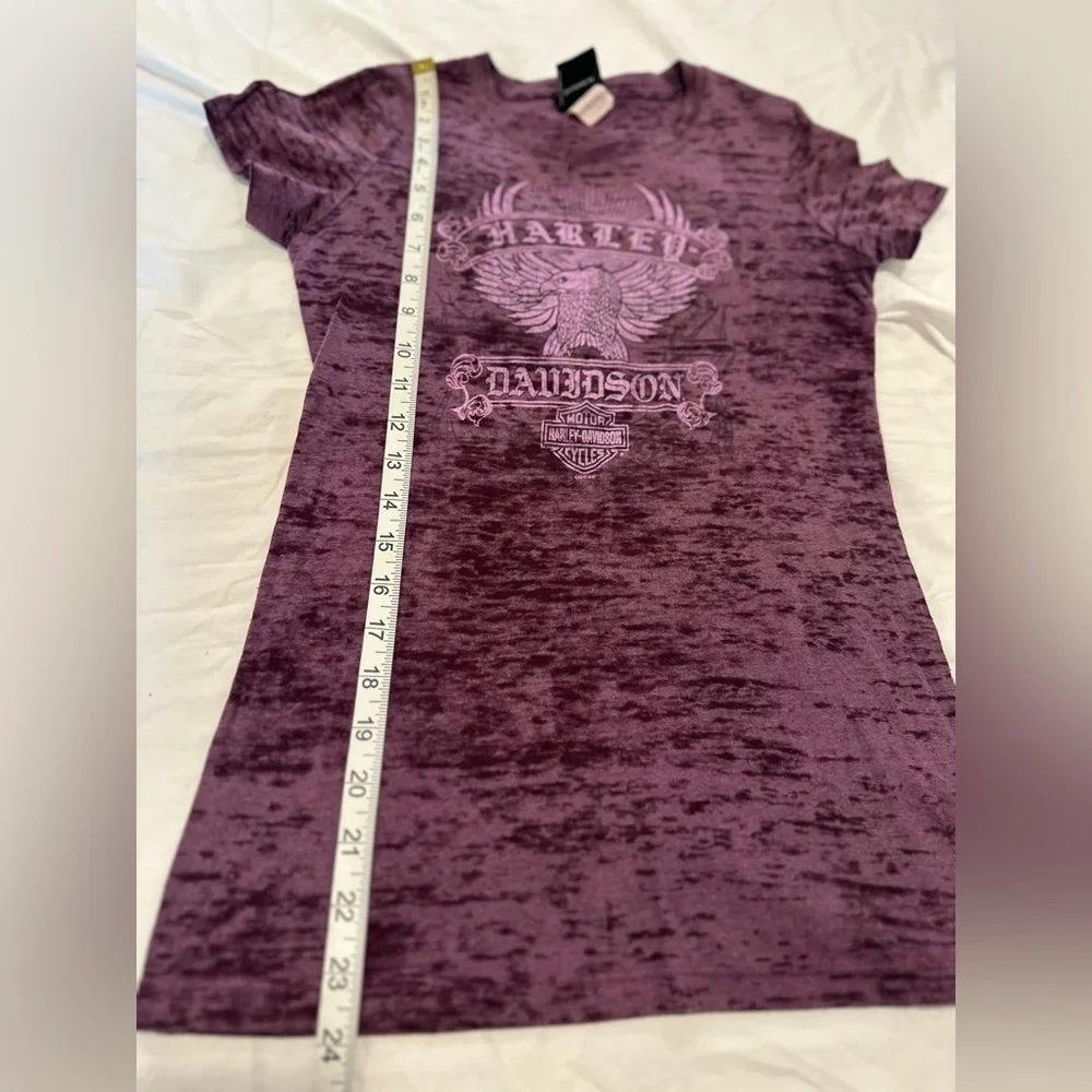 Women’s Harley Davidson Sz:S Heather Purple Lake Placid Babydoll Graphic Tee.